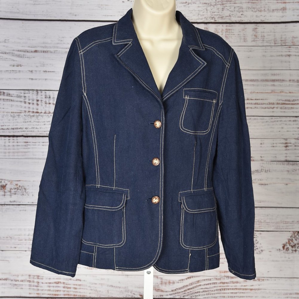 Singrid Olson Linen Blend Blazer Size 12 {EX+}